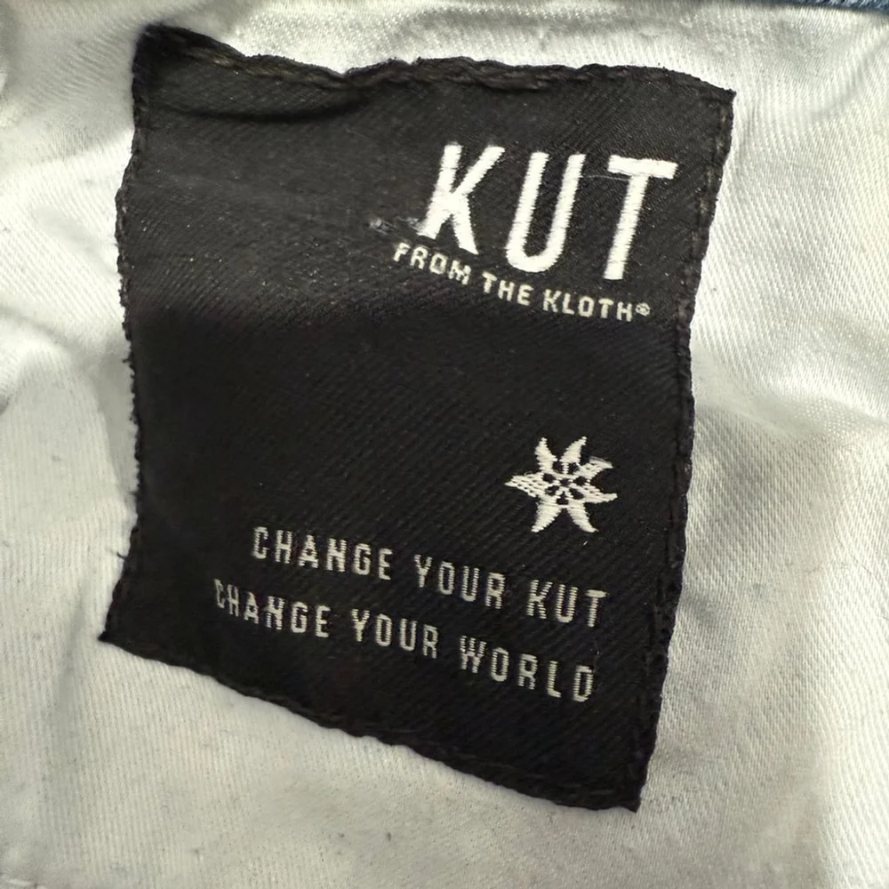Kut from the Kloth High Rise Frayed-Hem Blue Denim Skinny Jeans Size 12
